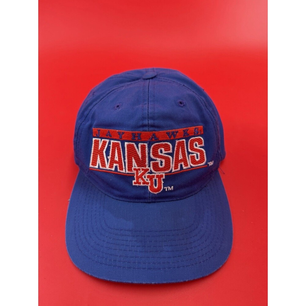 VTG Kansas University Jayhawks KU Snapback Hat Block Letter Logo Baseball Cap
